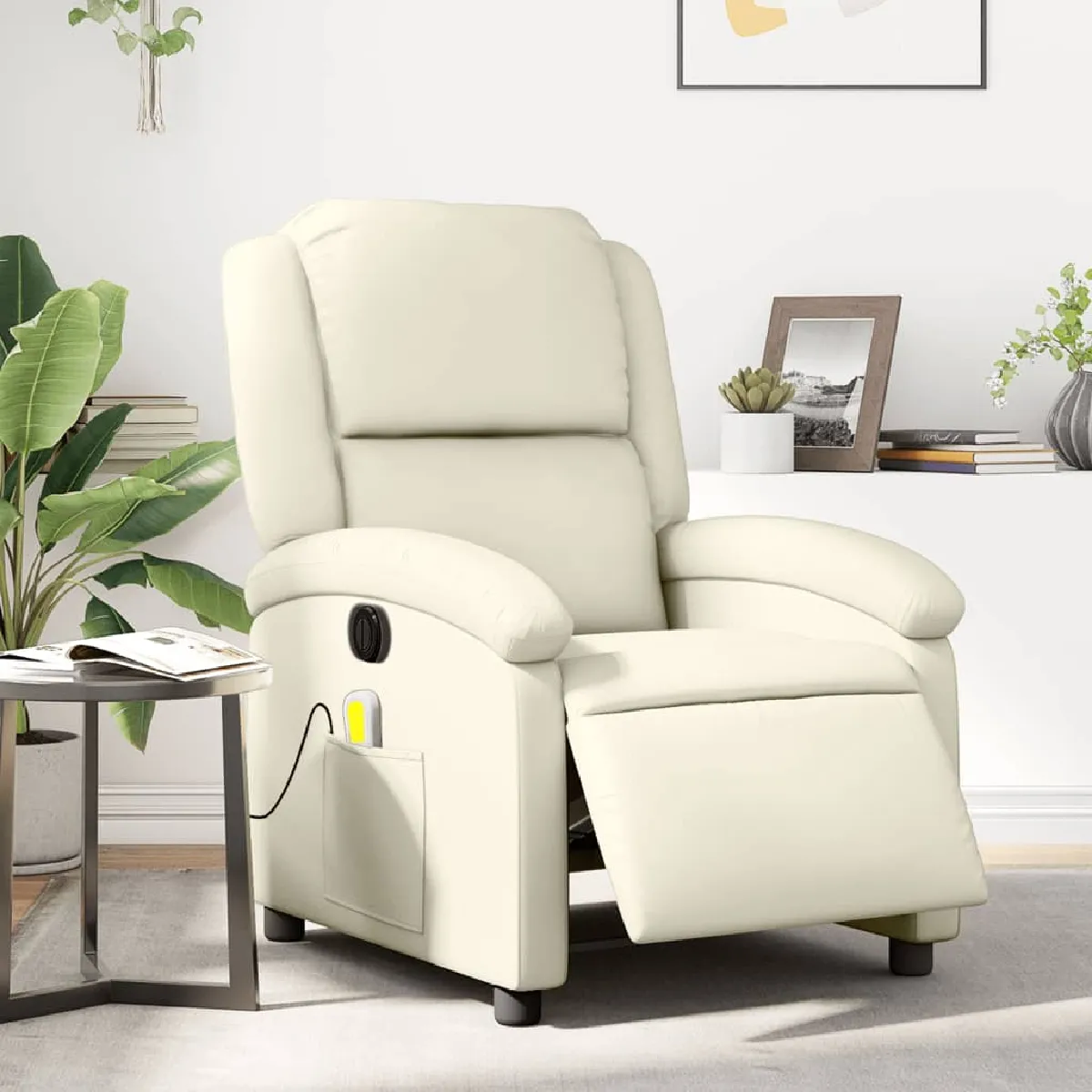 VidaXL Fauteuil de Massage Électrique Crème - vue 4