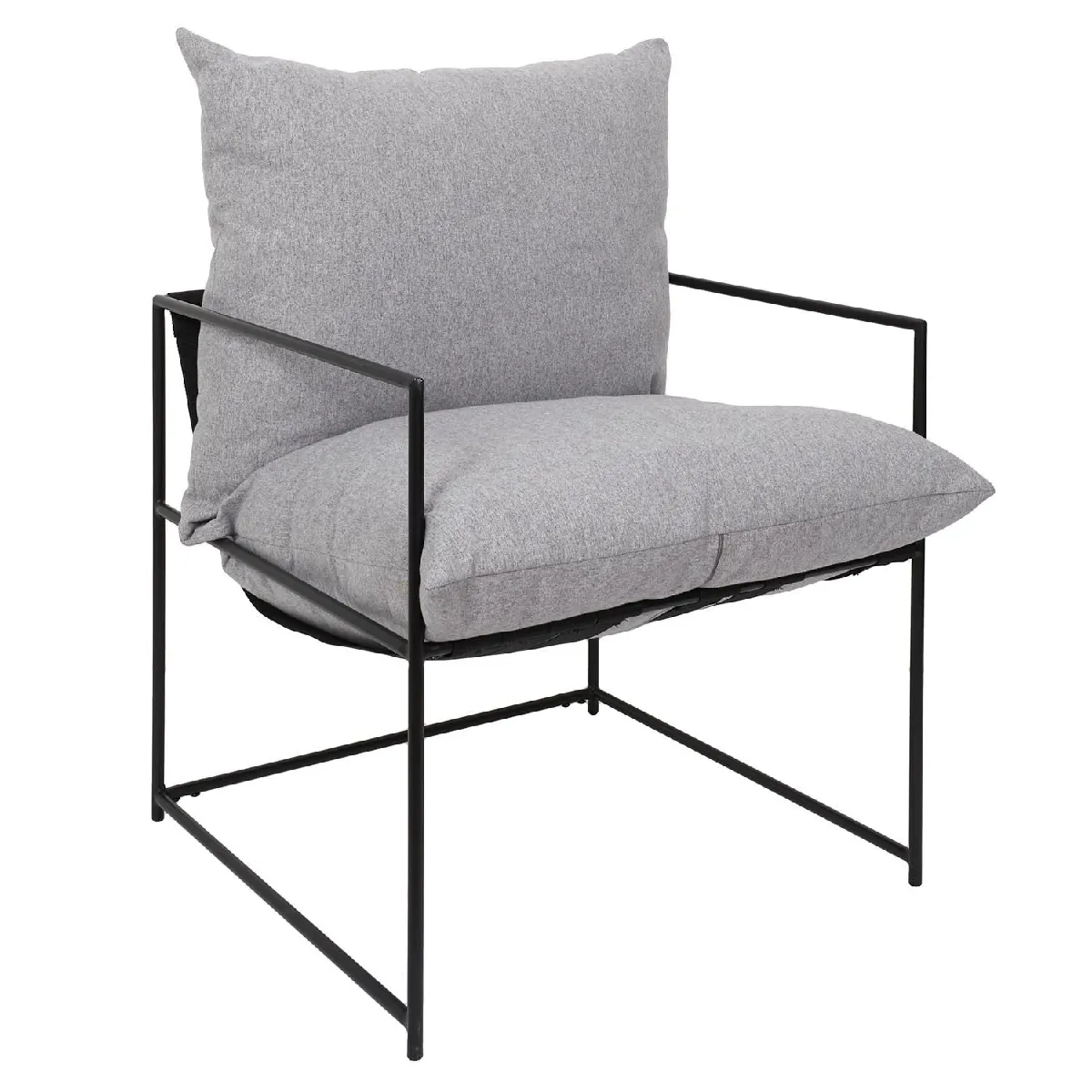 Fauteuil tissu et métal Ella - Gris et noir