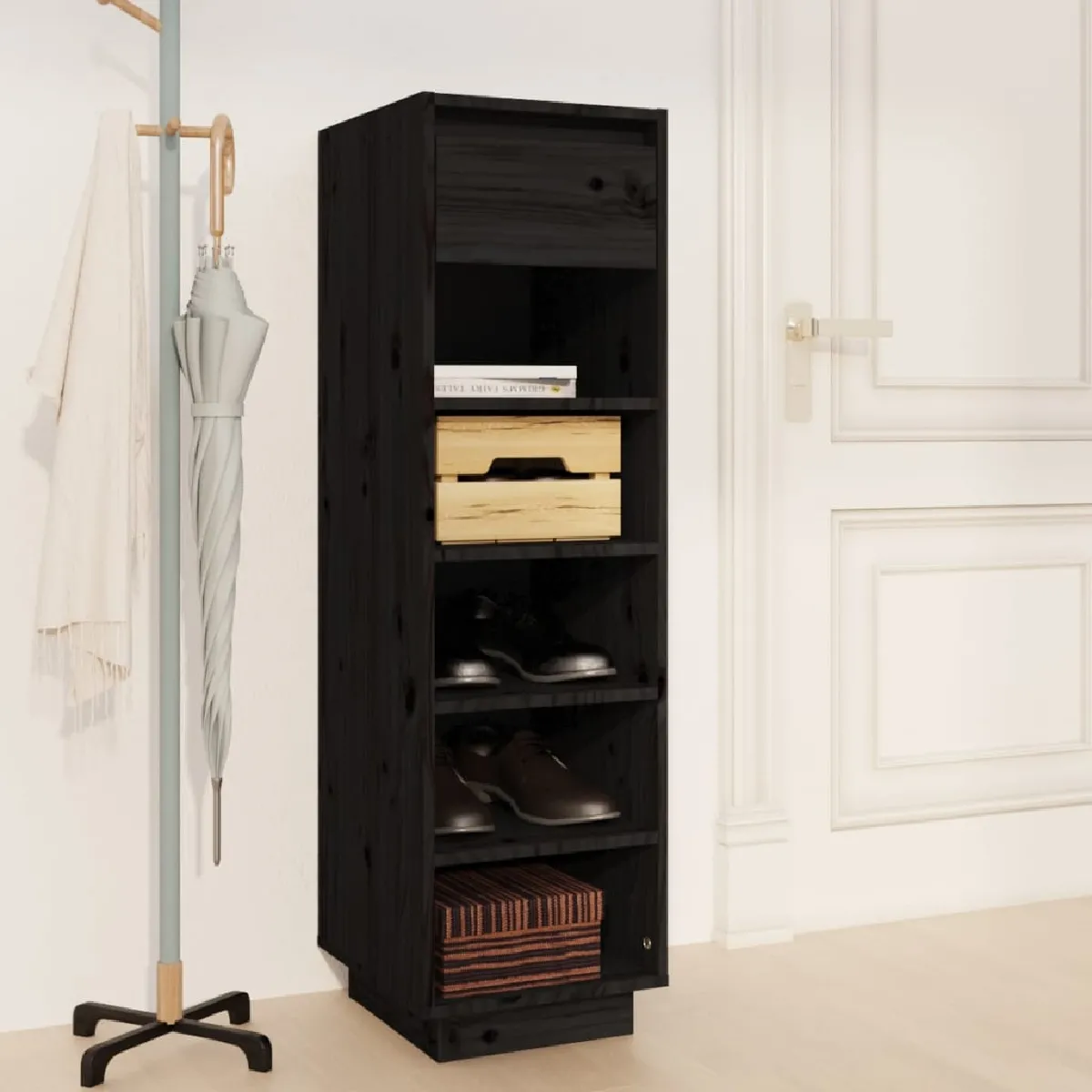 Vidaxl Noir Armoire À Chaussures