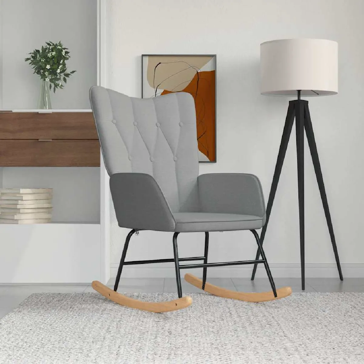 Non Communiqué Gris Chaise Vidaxl H. 98 Cm En Bois Massif Interieur - Image 3