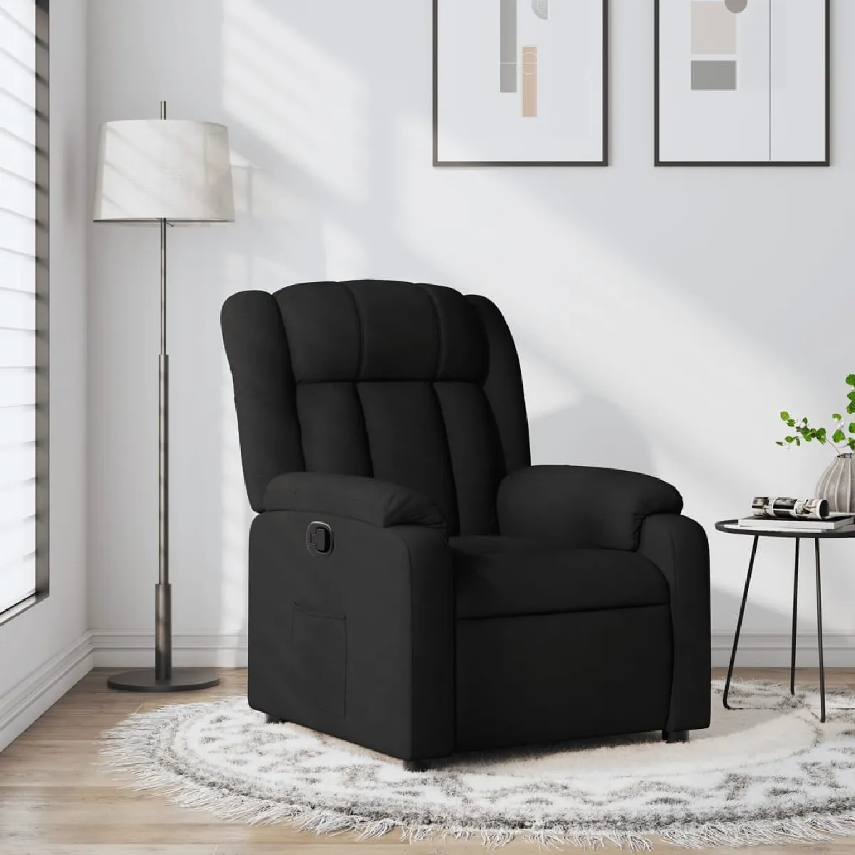 VIDAXL - Fauteuil de relaxation réglable - Tissu - Noir - Image 3