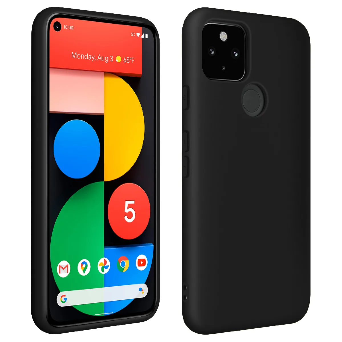 Avizar Noir Coque Pour Google Pixel 5 Silicone Semi-Rigide Finition Soft Touch