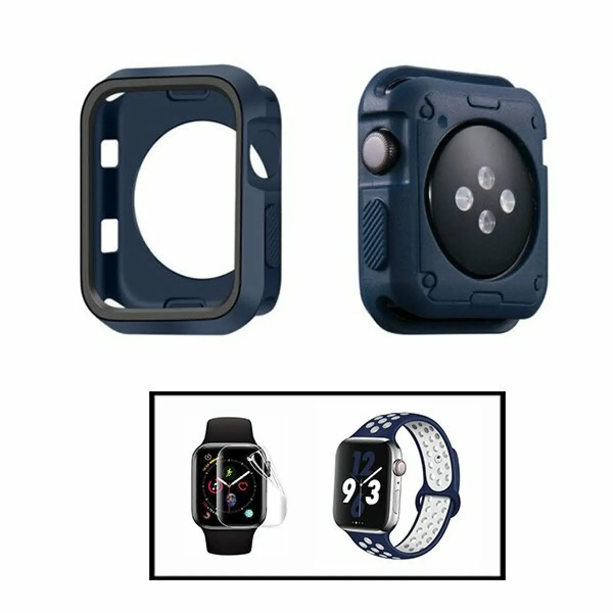 Phonecare Kit Coque + Bracelet SportStyle - Bleu foncé / Noir / Blanc