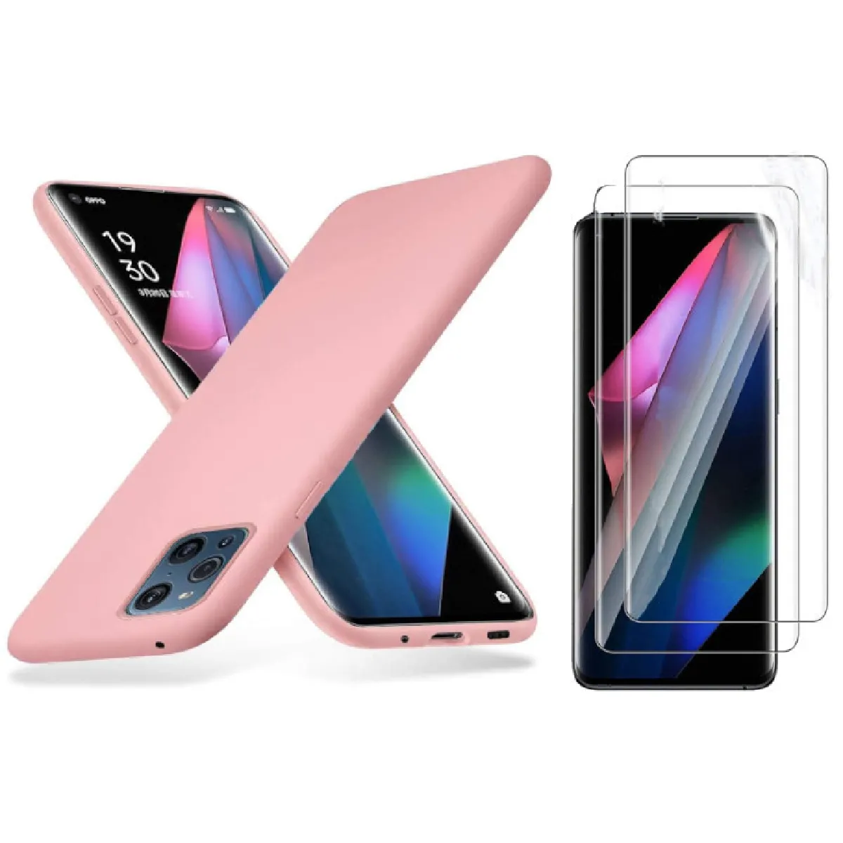 Coque Little Boutik Pour Oppo Find X3 Lite + 2 Verres Trempés - Rose