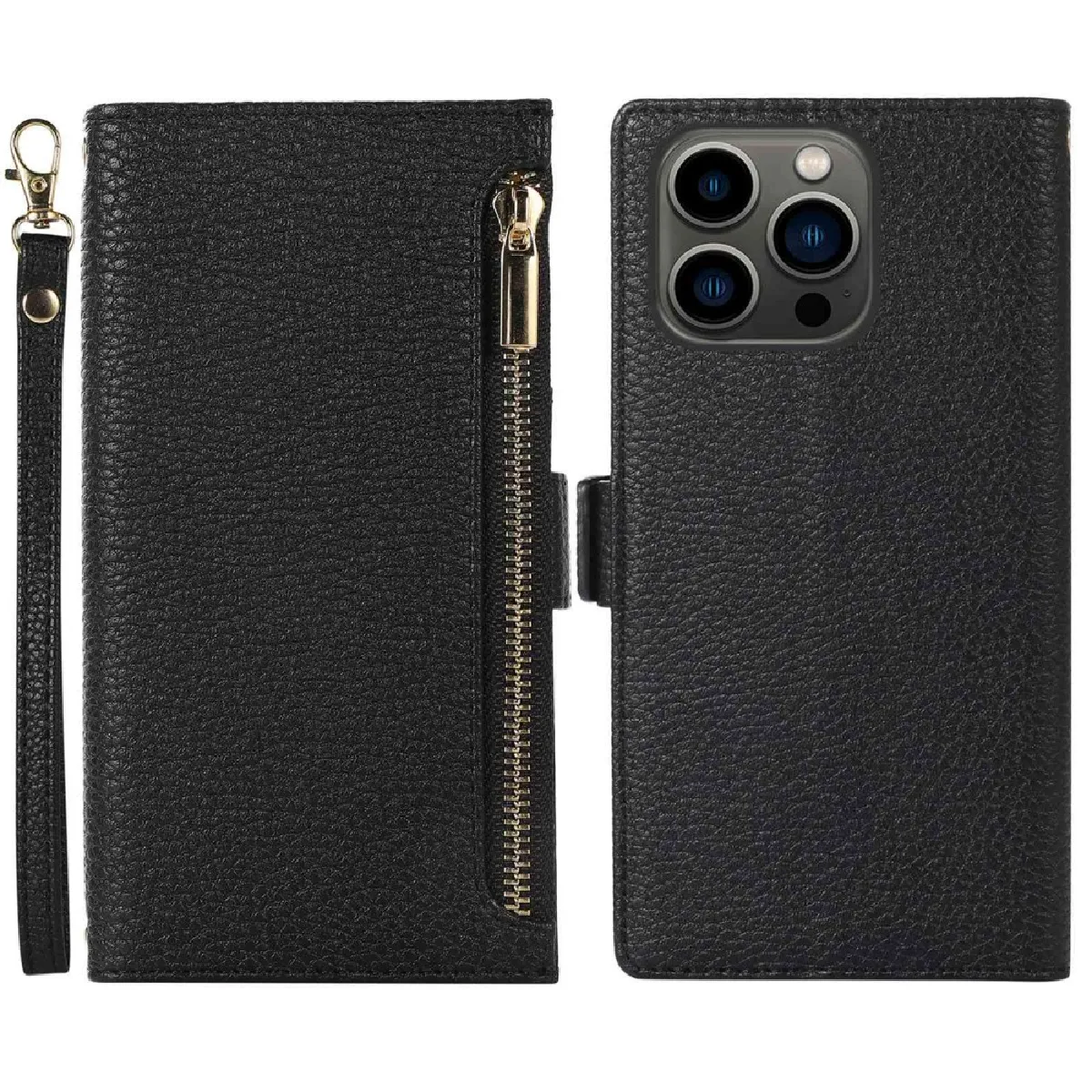 Générique Noir Etui Pu Litchi Iphone 14 Pro Max