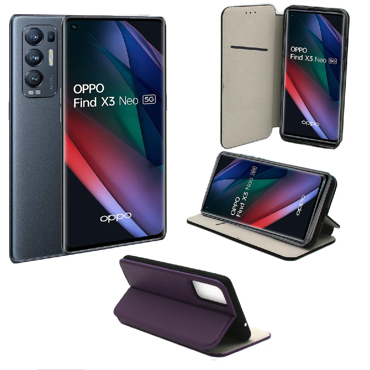 Xeptio Violet Étui Portefeuille Oppo Find X3 Neo