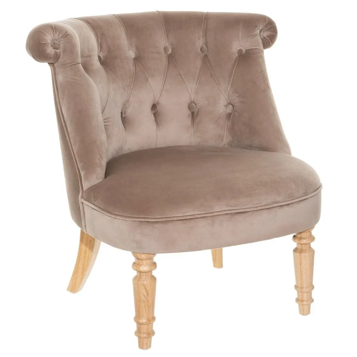 Pegane Fauteuil crapaud velours - Taupe