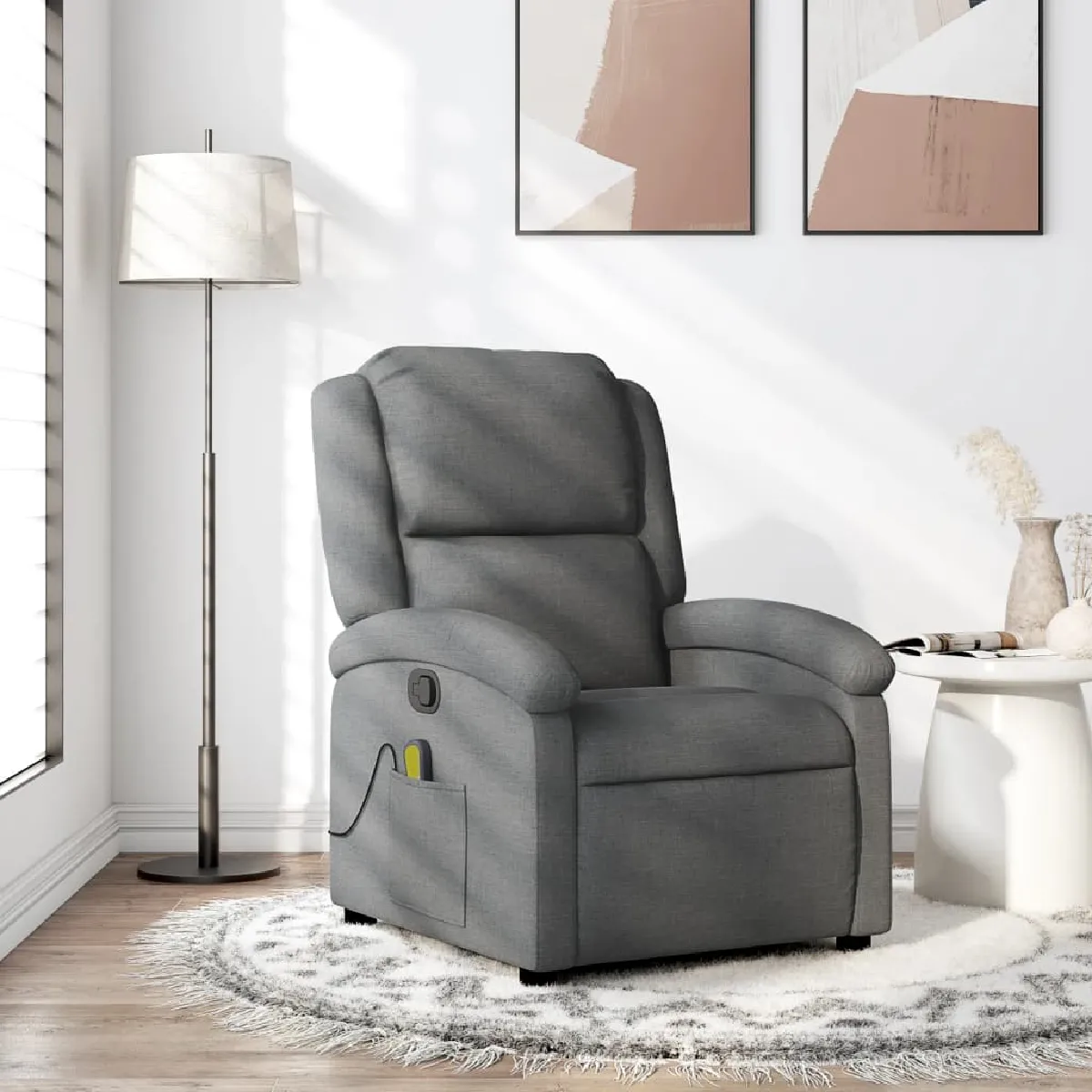 vidaXL Fauteuil de massage - Gris foncé