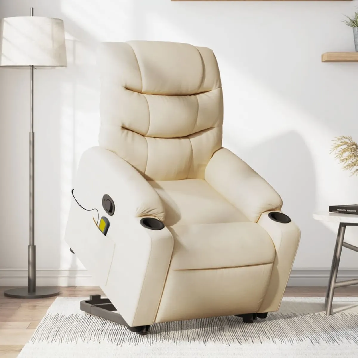 vidaXL - Fauteuil de relaxation - Fauteuil de massage - Crème - Image 3