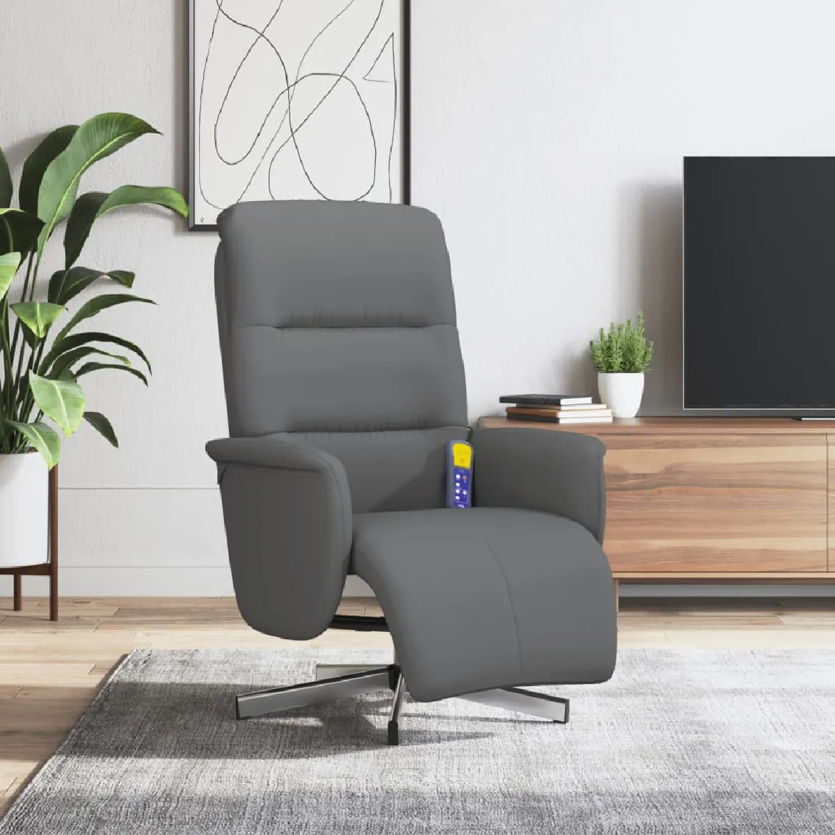 vidaXL Fauteuil Inclinable de Massage - Gris foncé