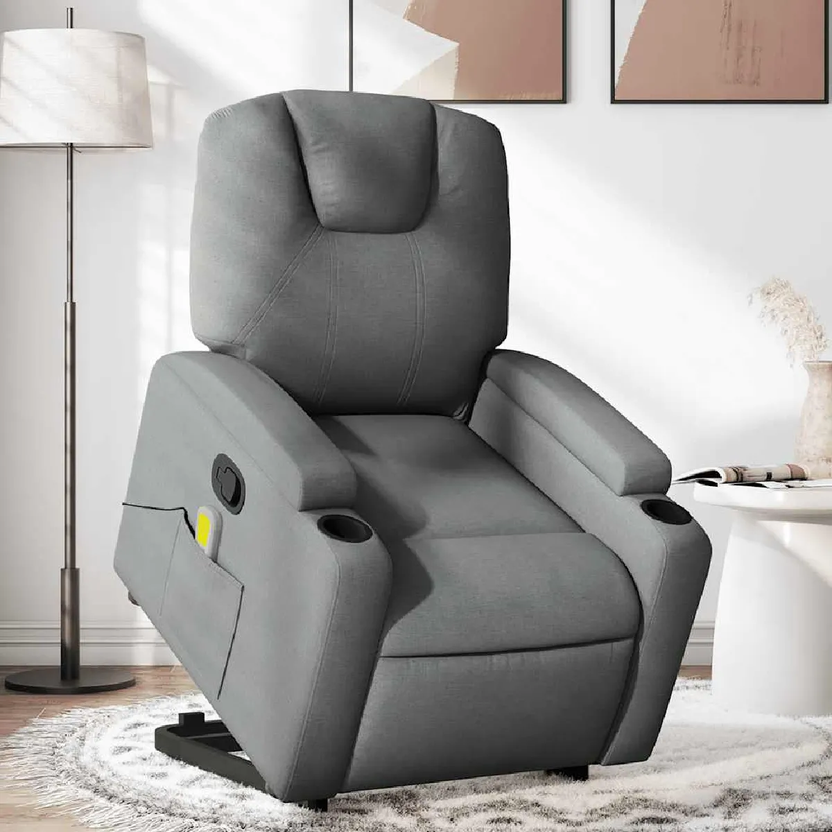 Non Communiqué Gris Vidaxl Fauteuil De Massage, Relaxation Tissu Foncé - Image 3