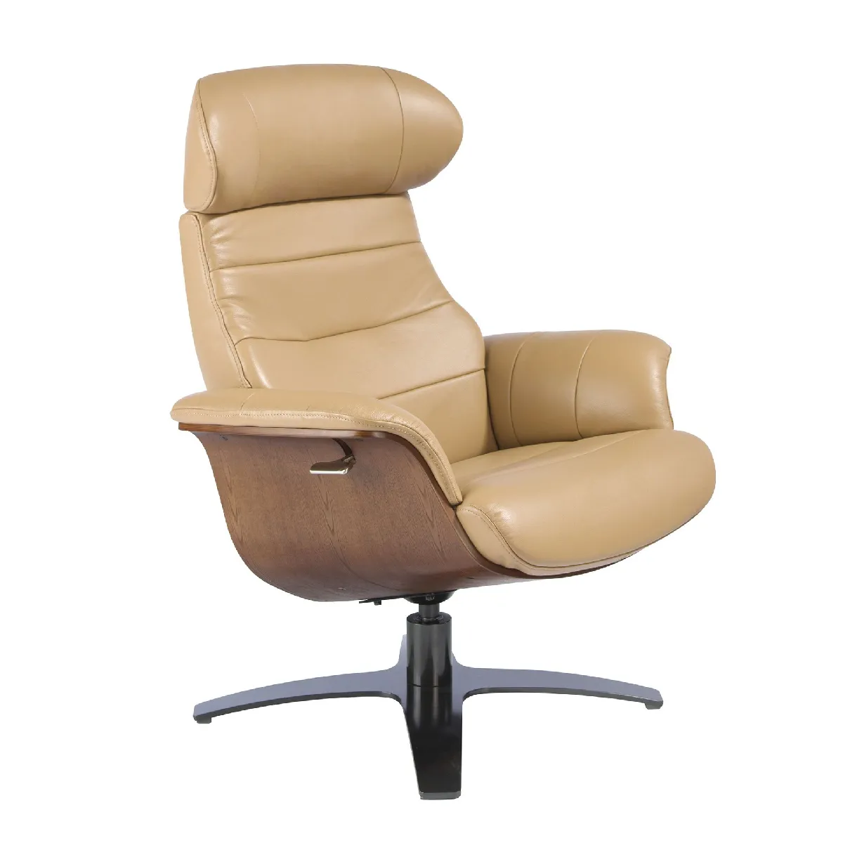 Fauteuil pivotant en cuir sable