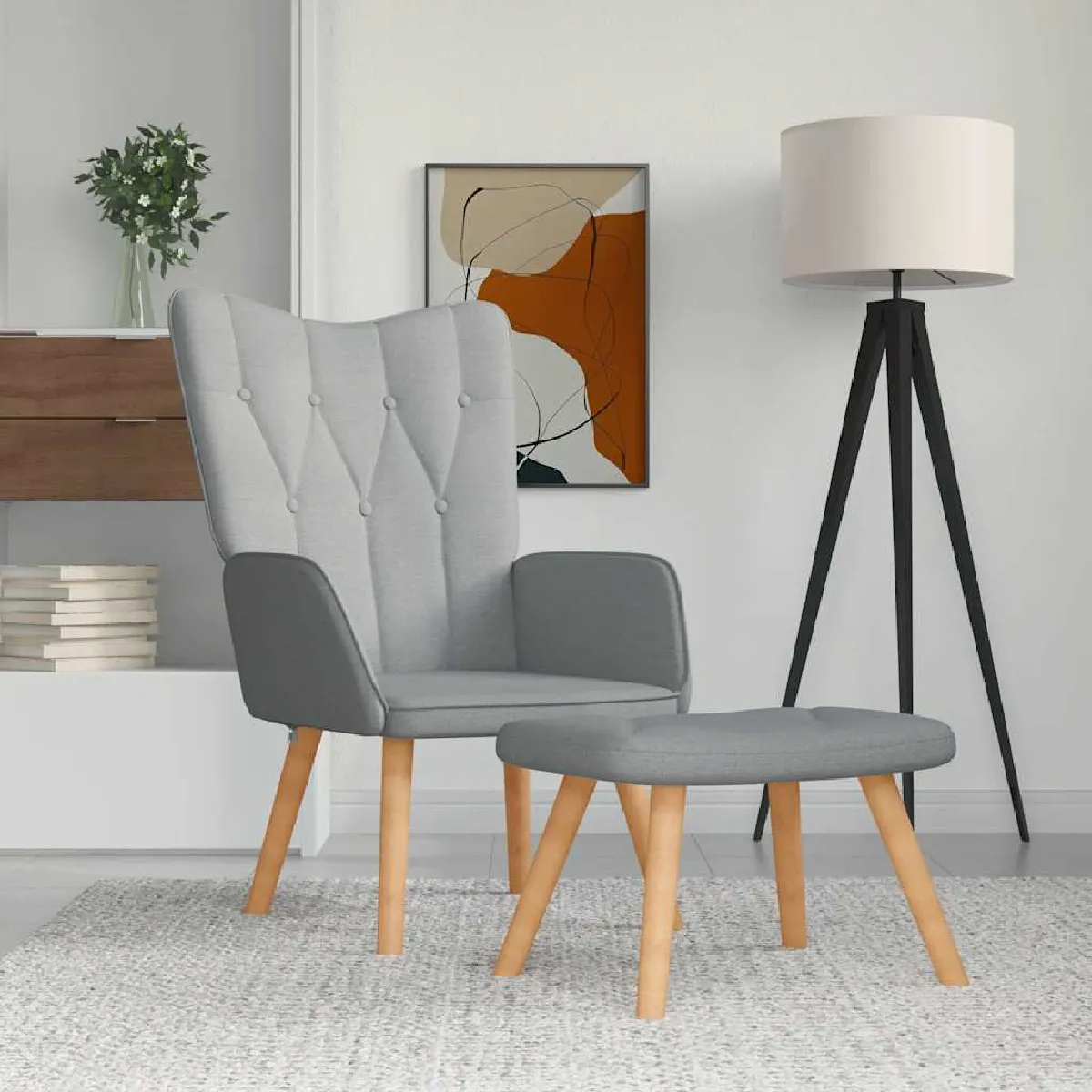 Vidaxl Gris/Clair Chaise De Relaxation Et Tabouret
