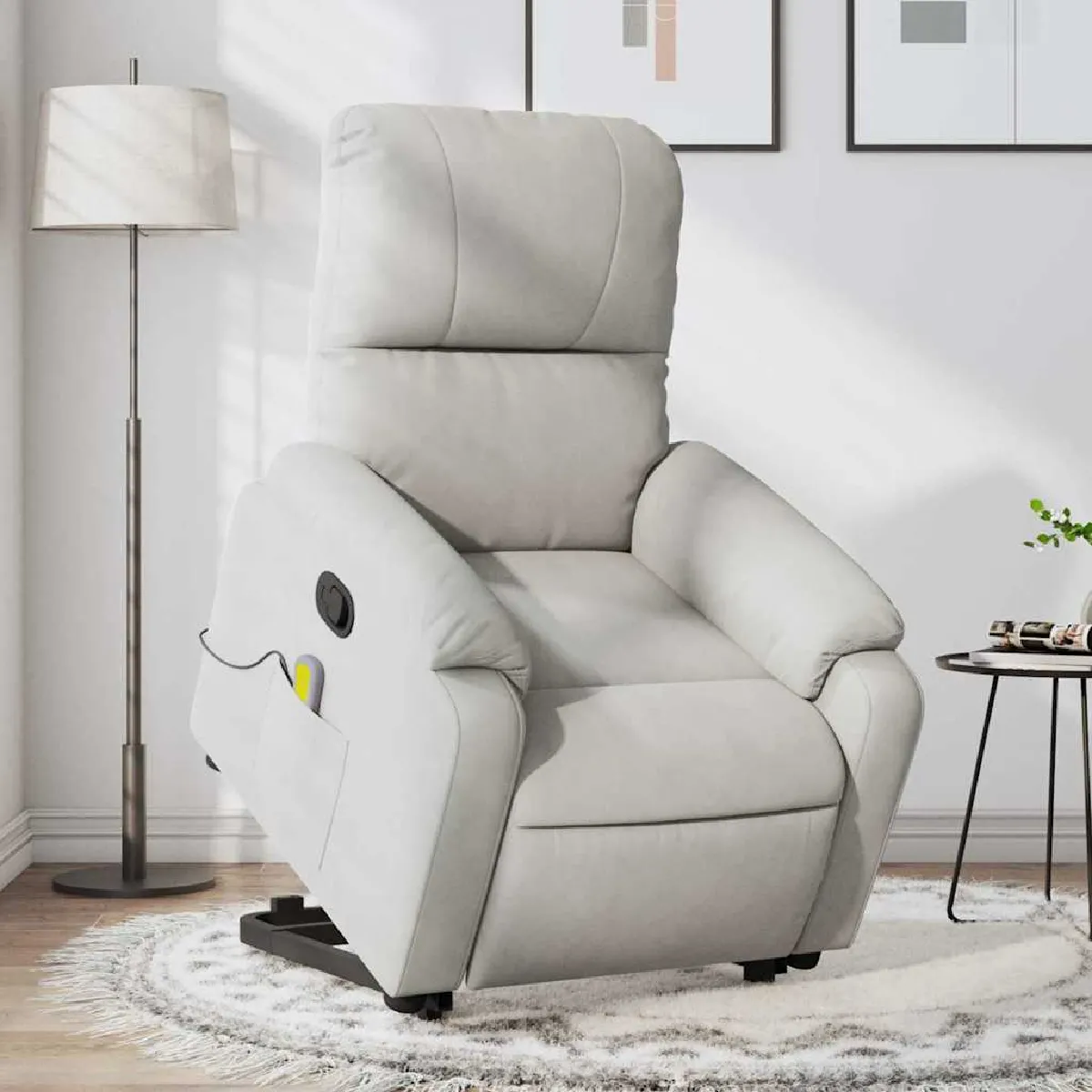 Vidaxl Gris/Clair Fauteuil De Massage, Relaxation Tissu Microfibre - Image 3