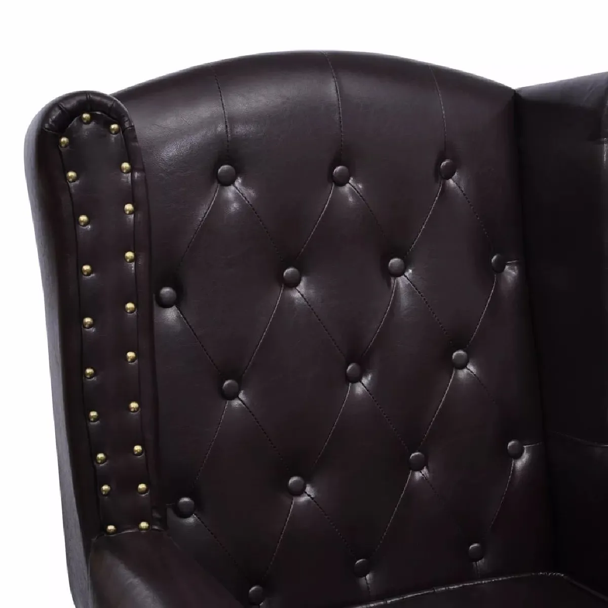 Helloshop26 Fauteuil Chesterfield - Marron foncé