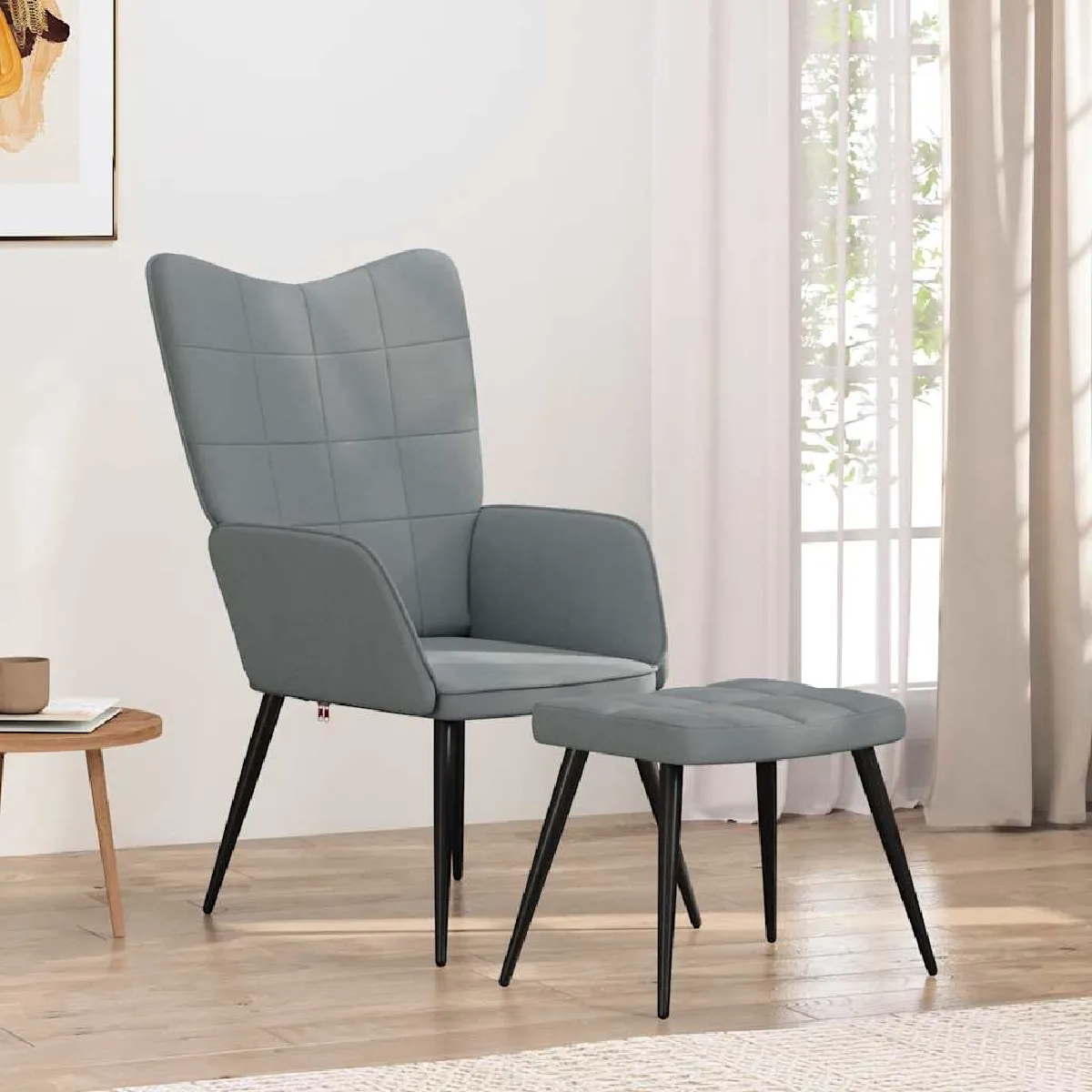 Vidaxl Gris/Clair Chaise De Relaxation Et Tabouret
