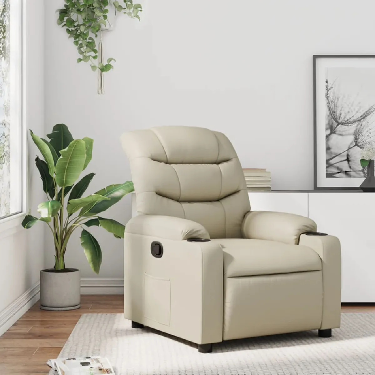 Non Communiqué Beige Vidaxl Fauteuil Réglable Similicuir Crème - Image 3