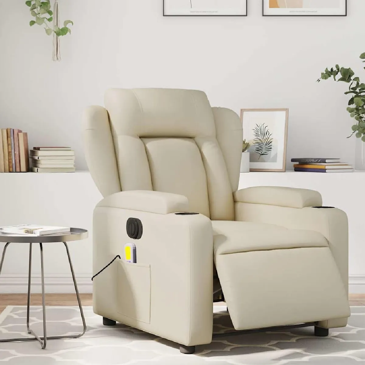 VidaXL Fauteuil de Massage Électrique Crème - vue 5