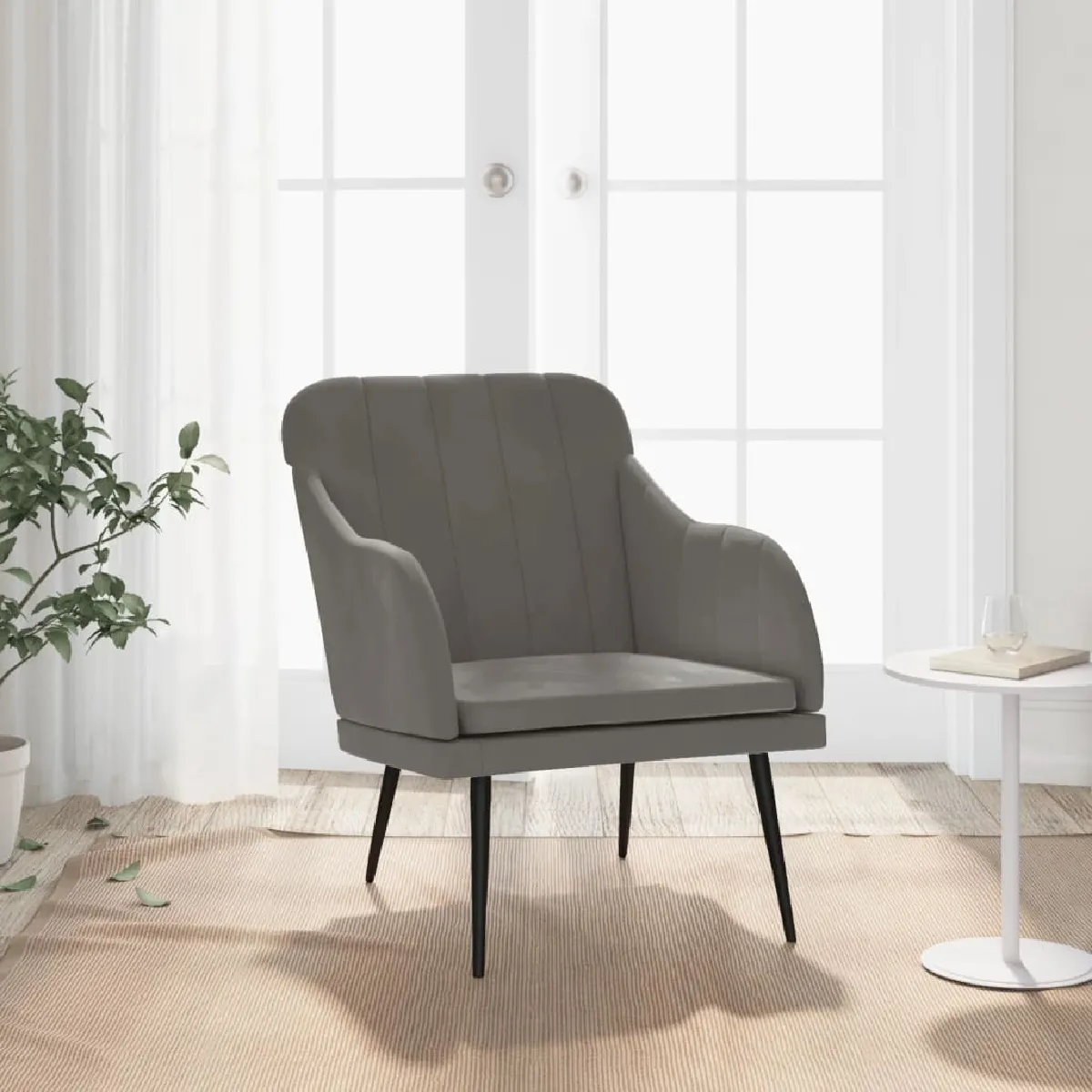 vidaXL Fauteuil - Gris foncé