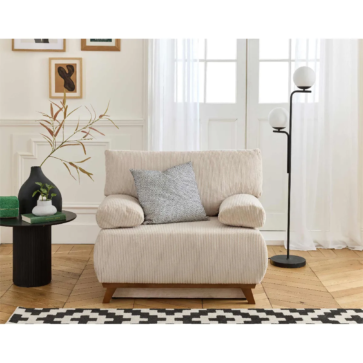 Bestmobilier Fauteuil convertible avec coffre - Beige