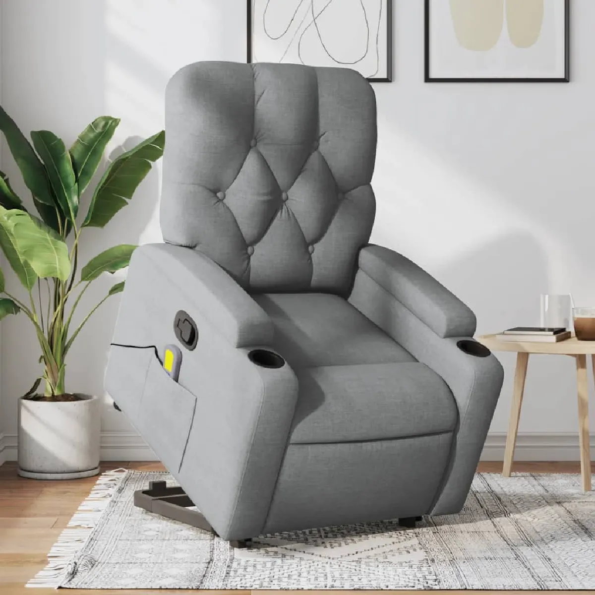 Vidaxl Gris/Clair Fauteuil De Massage, Relaxation Tissu - Image 3