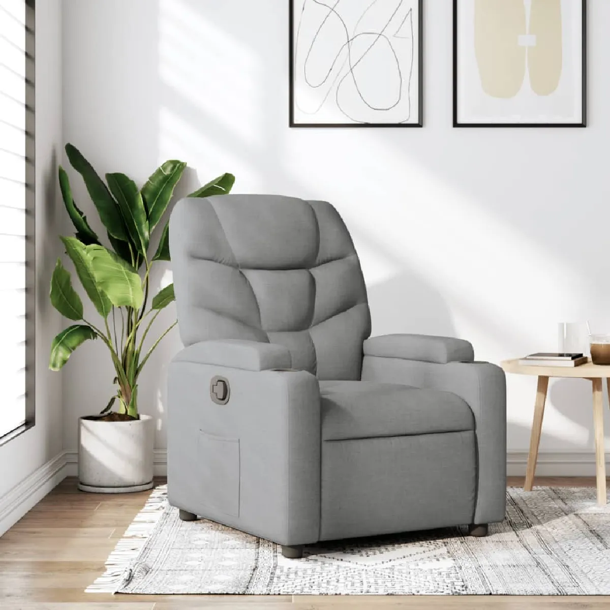 vidaXL - Fauteuil de relaxation réglable - Gris clair - Image 3