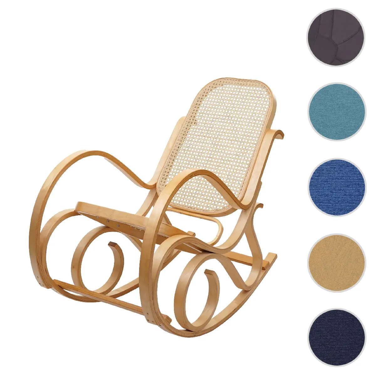 Mendler Fauteuil à bascule rotin - Chêne
