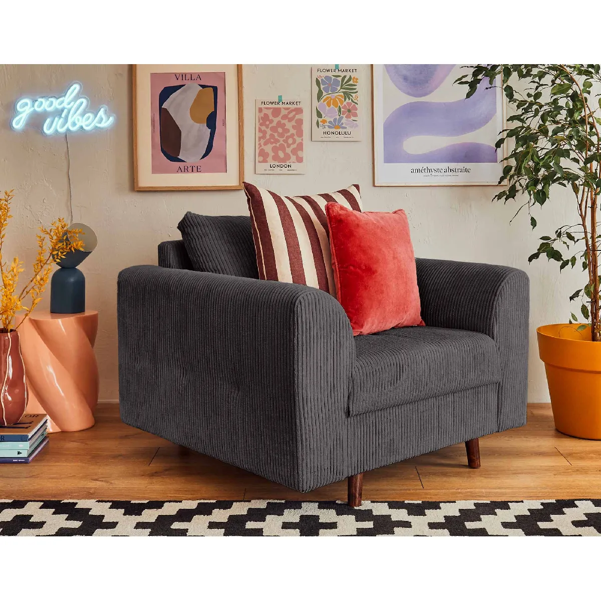 Lisa design Fauteuil Rune - Gris foncé Lisa design Fauteuil Rune - Gris foncé
