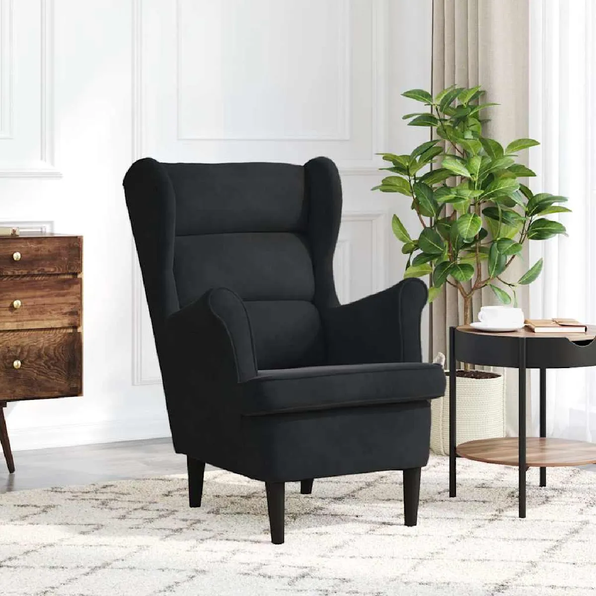 VidaXL Fauteuil Velours Noir