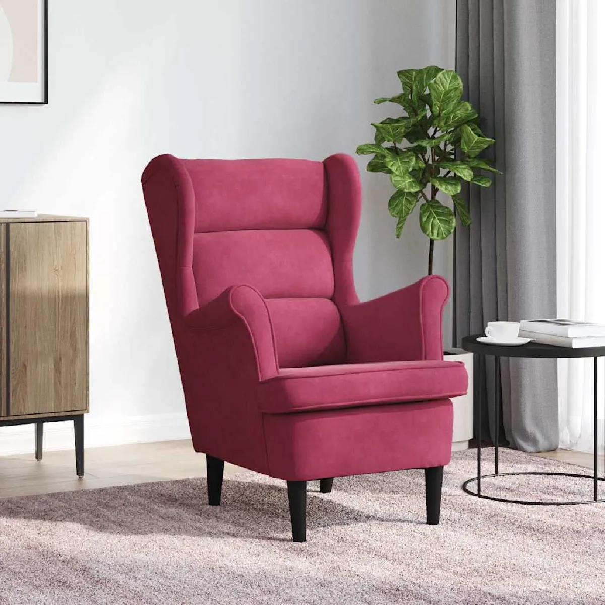 VIDAXL - Fauteuil de jardin - Velours - Rouge - Image 3