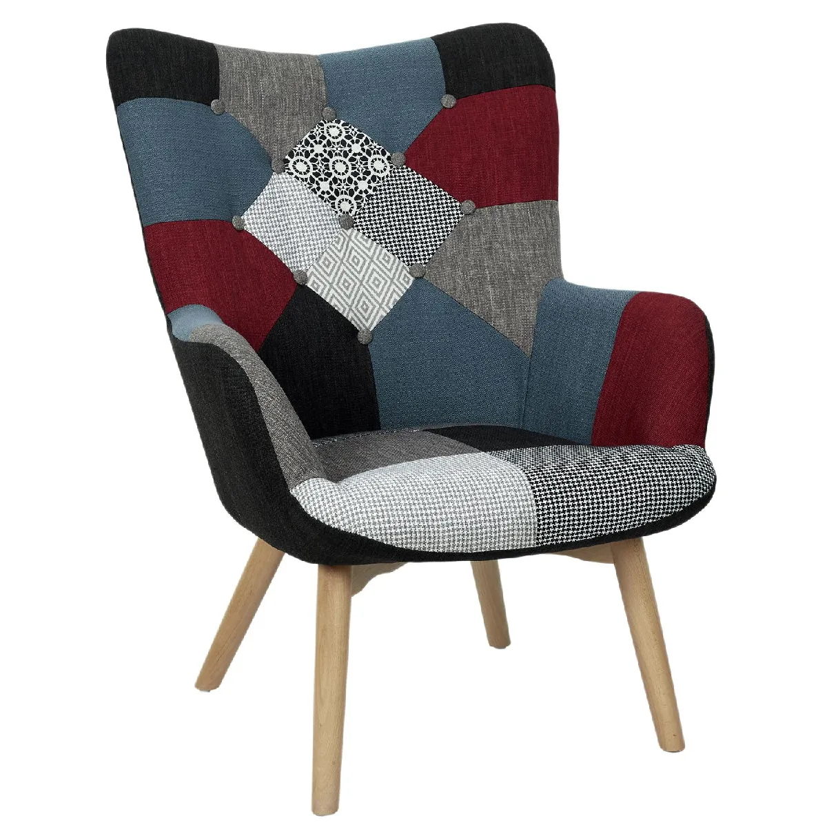 The Home Deco Factory Gris Fauteuil Design Patchwork Milano