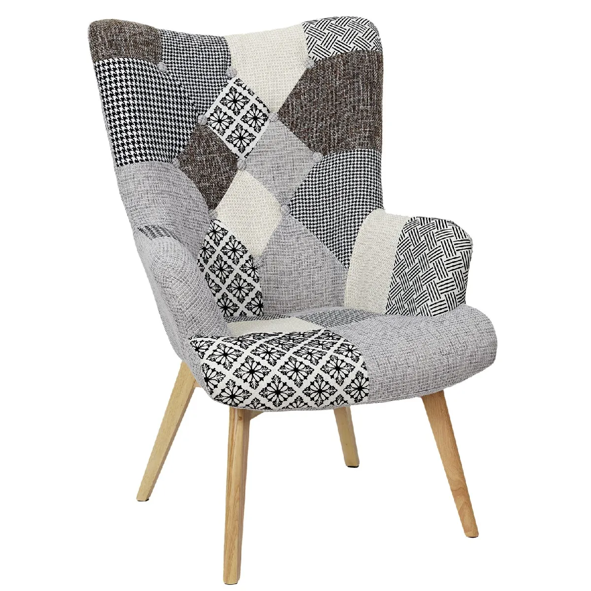 The Home Deco Factory Gris Fauteuil De Salon Design Patchwork Helsinki