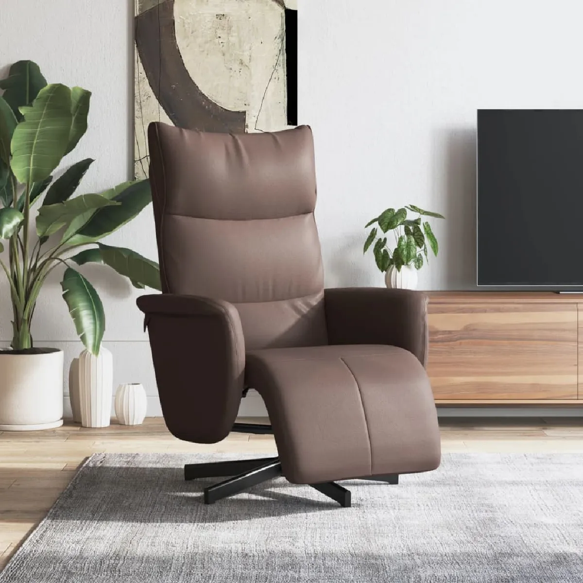 Vidaxl Marron Fauteuil Inclinable Avec Repose-Pied