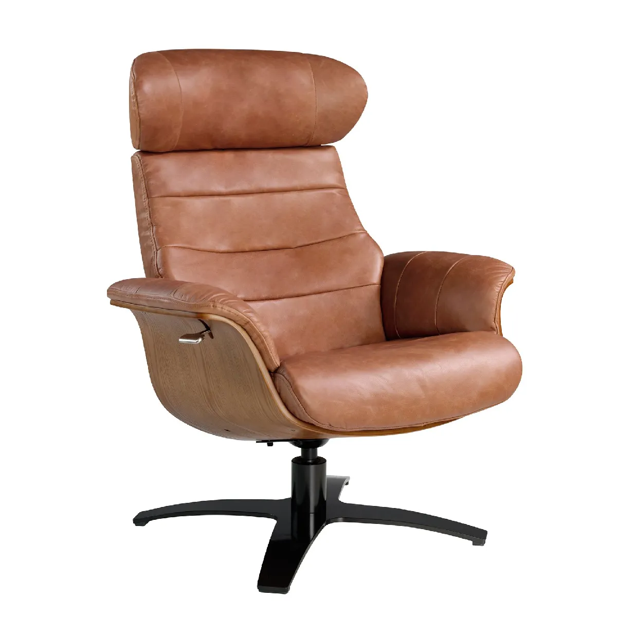Fauteuil pivotant inclinable en cuir marron Fauteuil pivotant inclinable en cuir marron