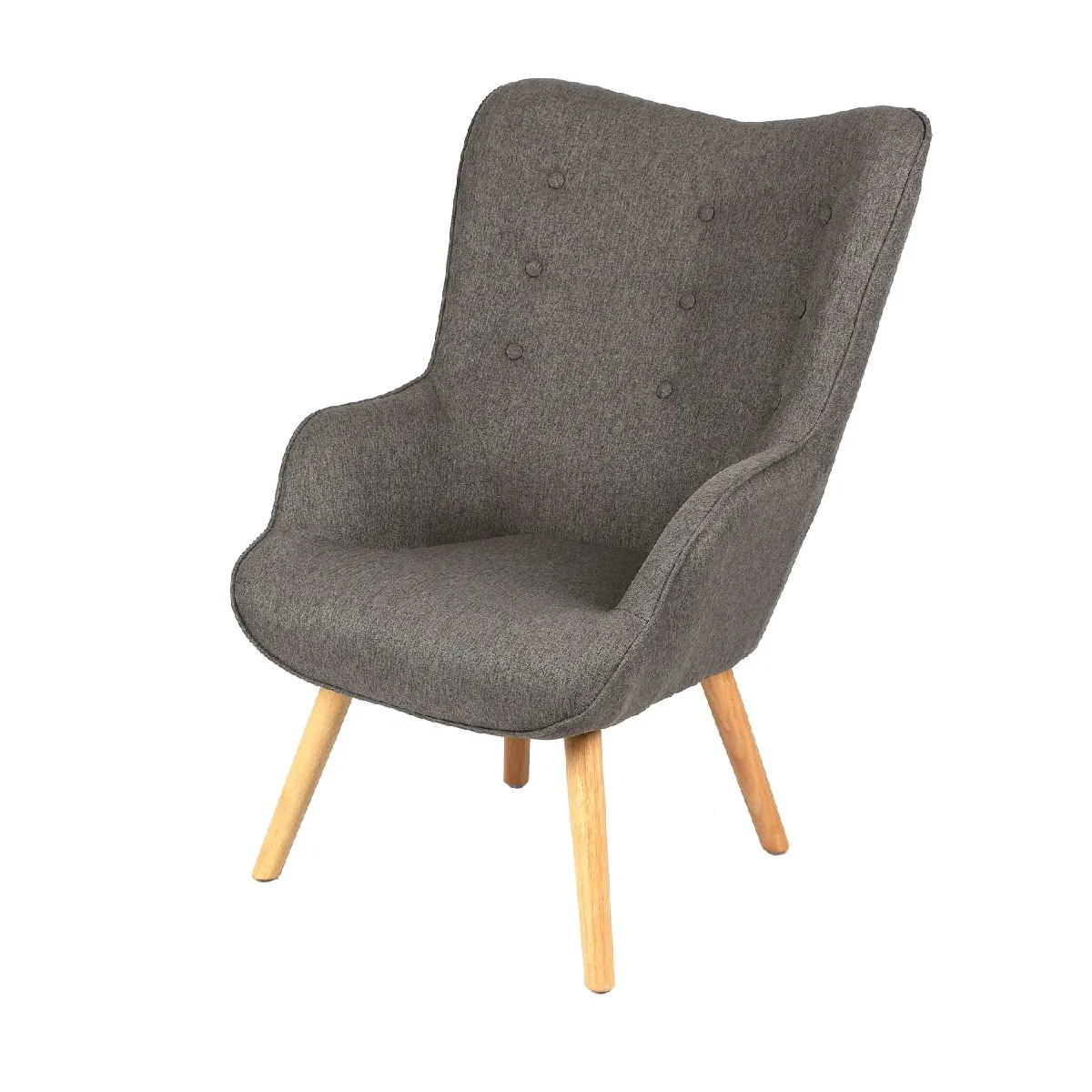 Fauteuil Noor avec pieds en bois - Gris foncé Fauteuil Noor avec pieds en bois - Gris foncé
