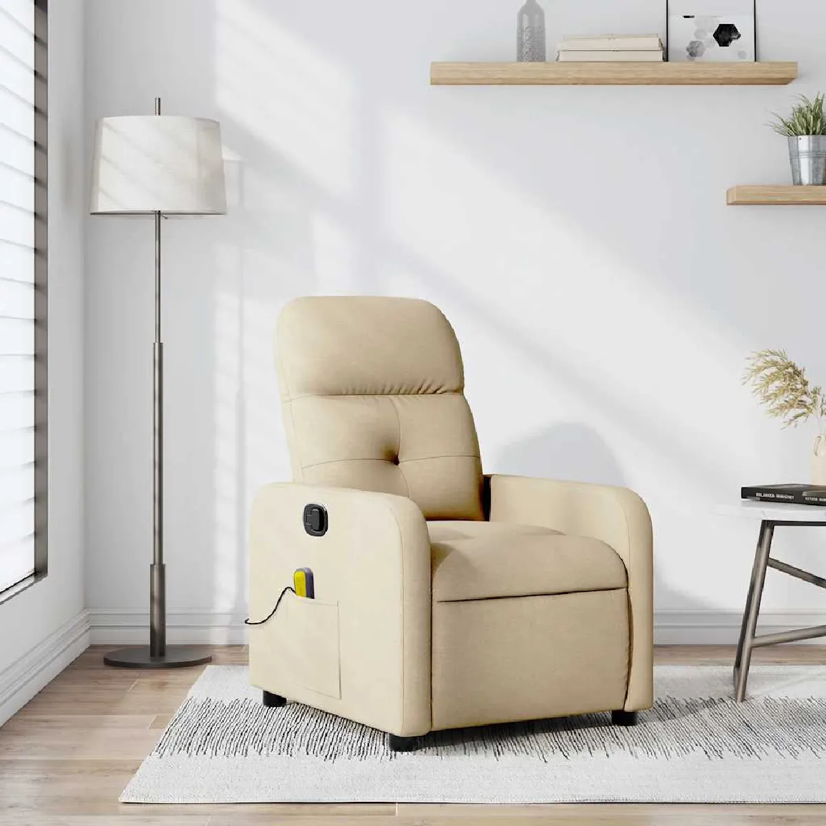 vidaXL Fauteuil de massage inclinable Crème - vue 4