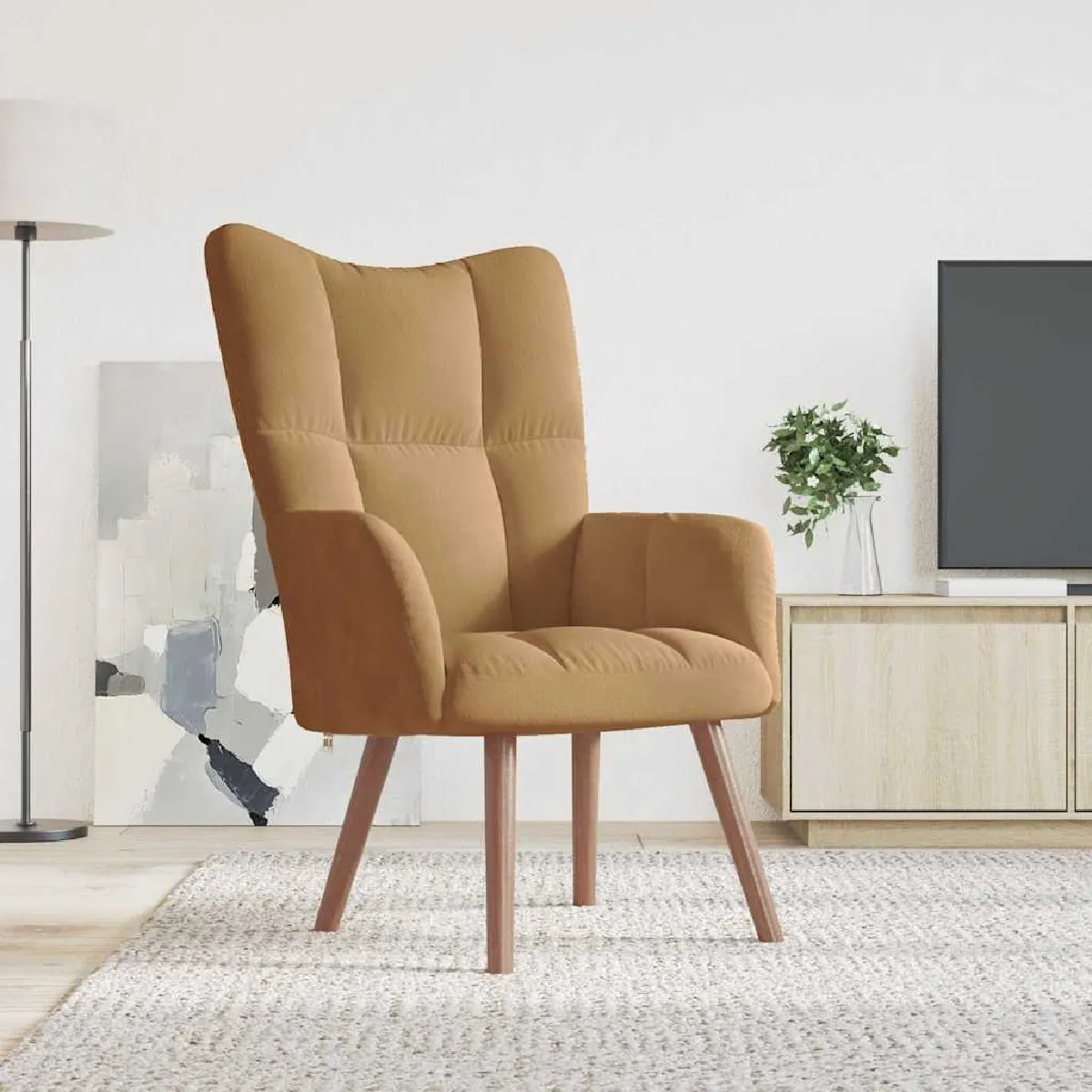 Vidaxl Marron Chaise De Relaxation Velours - Image 3