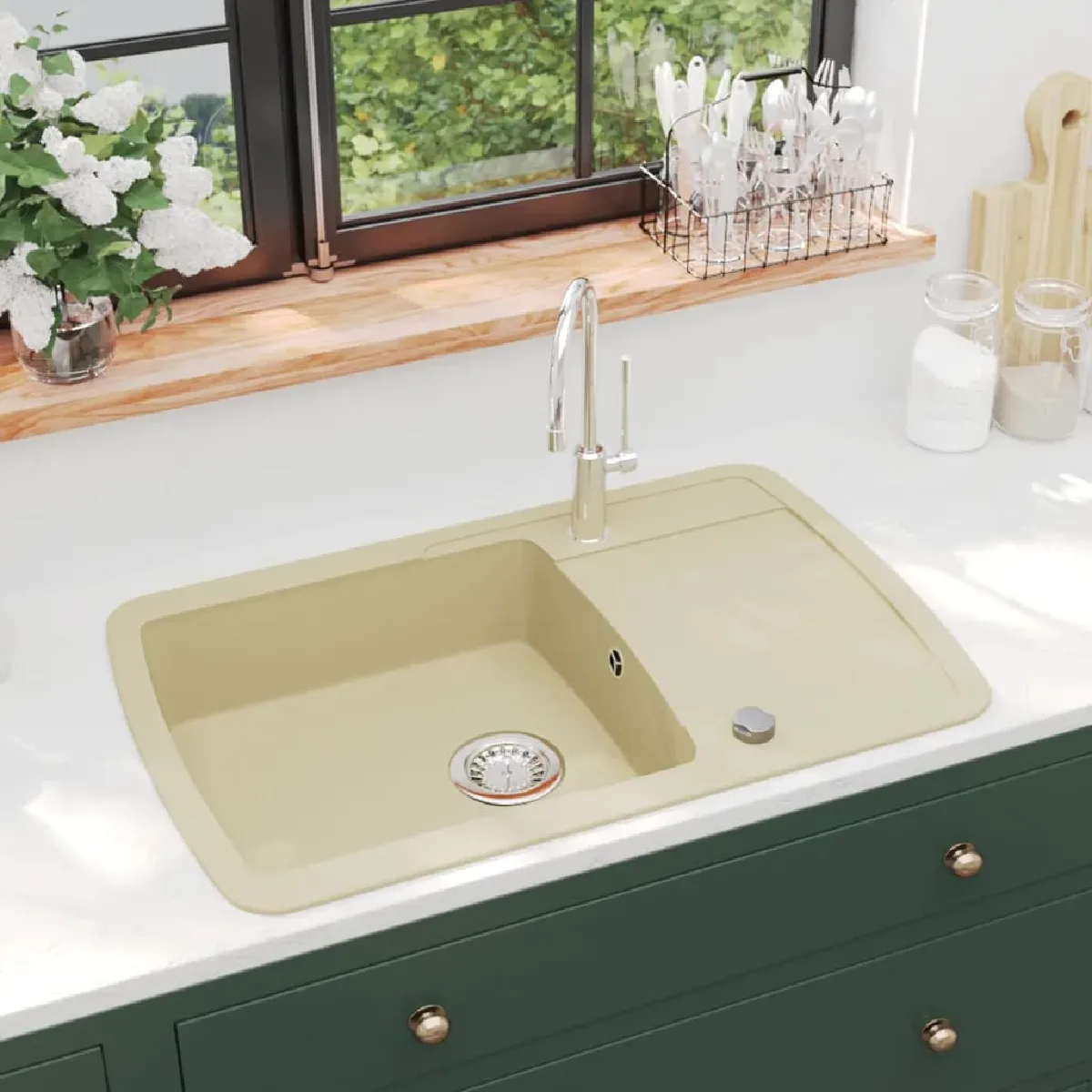 vidaXL Granit Lavabo Beige