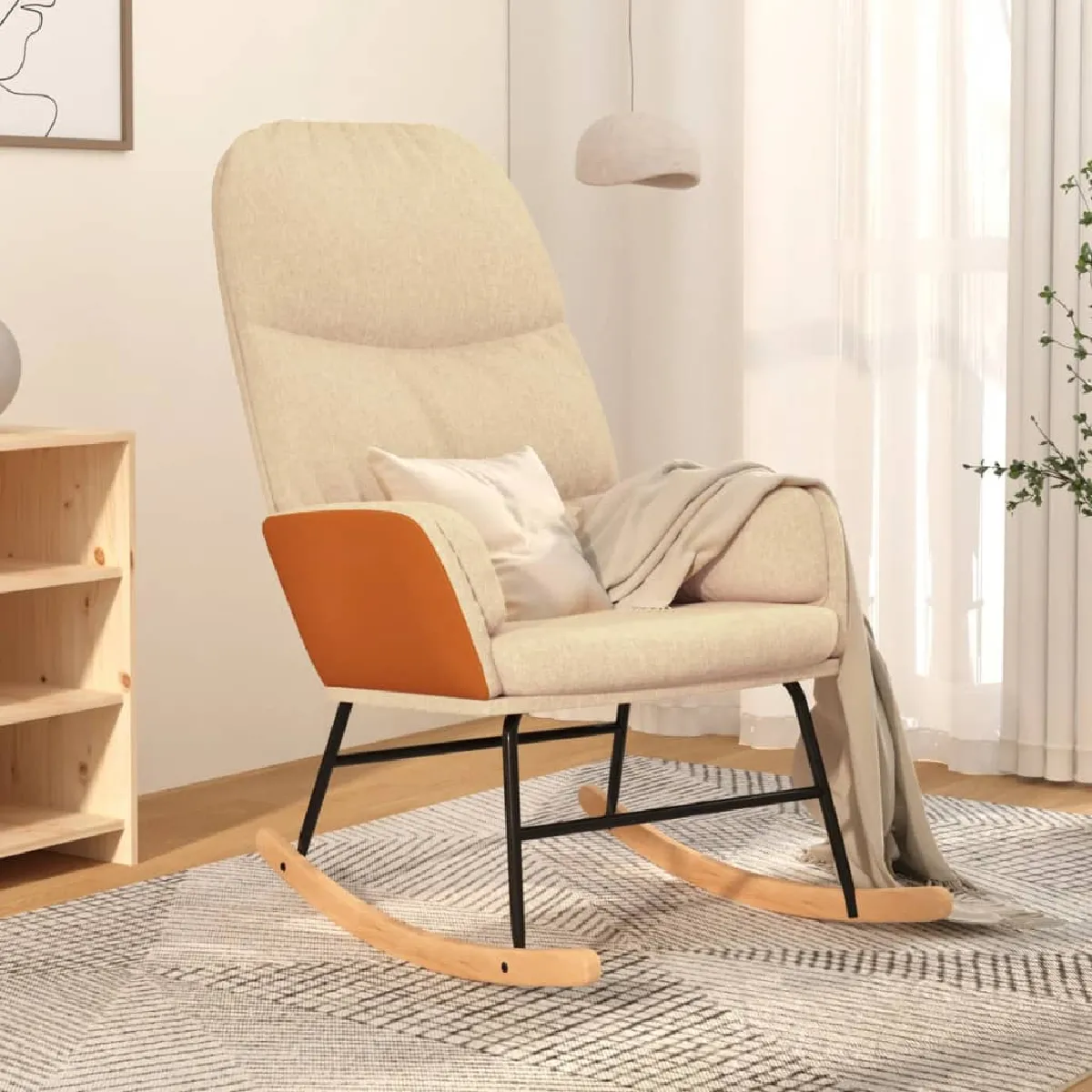 vidaXL Chaise à bascule - Blanc crème