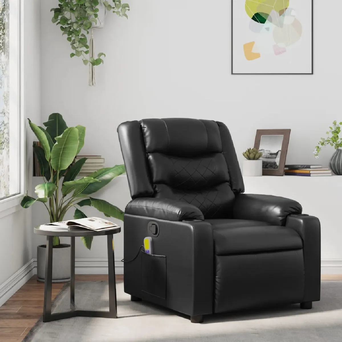 Non Communiqué Noir Vidaxl Fauteuil De Massage, Relaxation Similicuir - Image 3
