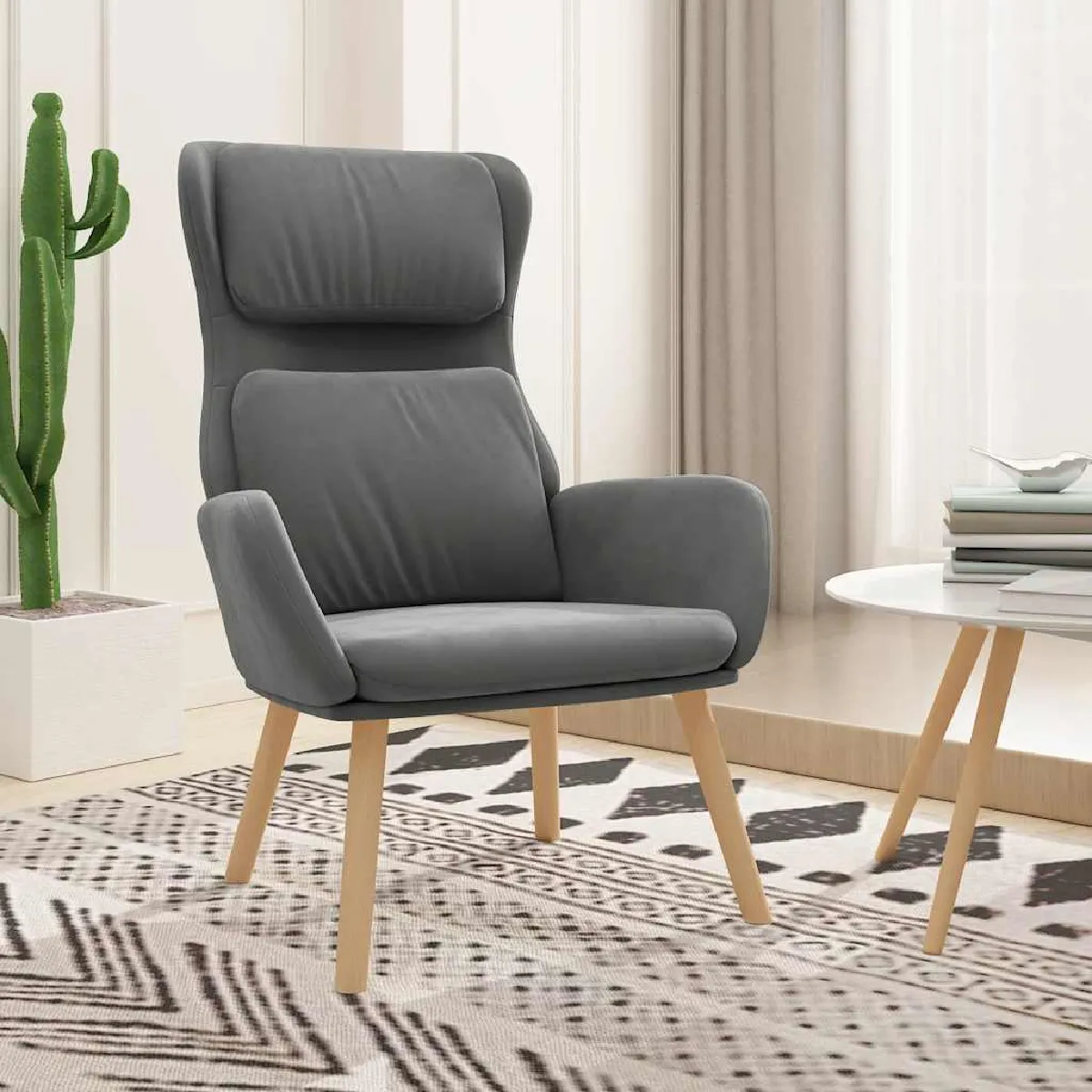 Non Communiqué Gris Vidaxl Fauteuil Relax Velours Foncé - Image 3