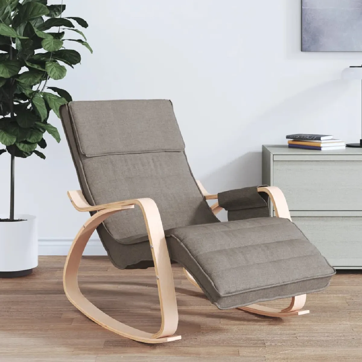 Vidaxl Fauteuil À Bascule Tissu Taupe - Image 2