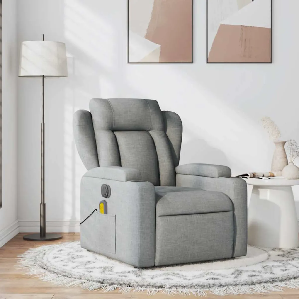 Non Communiqué Gris Fauteuil De Massage Inclinable Clair Tissu - Image 3