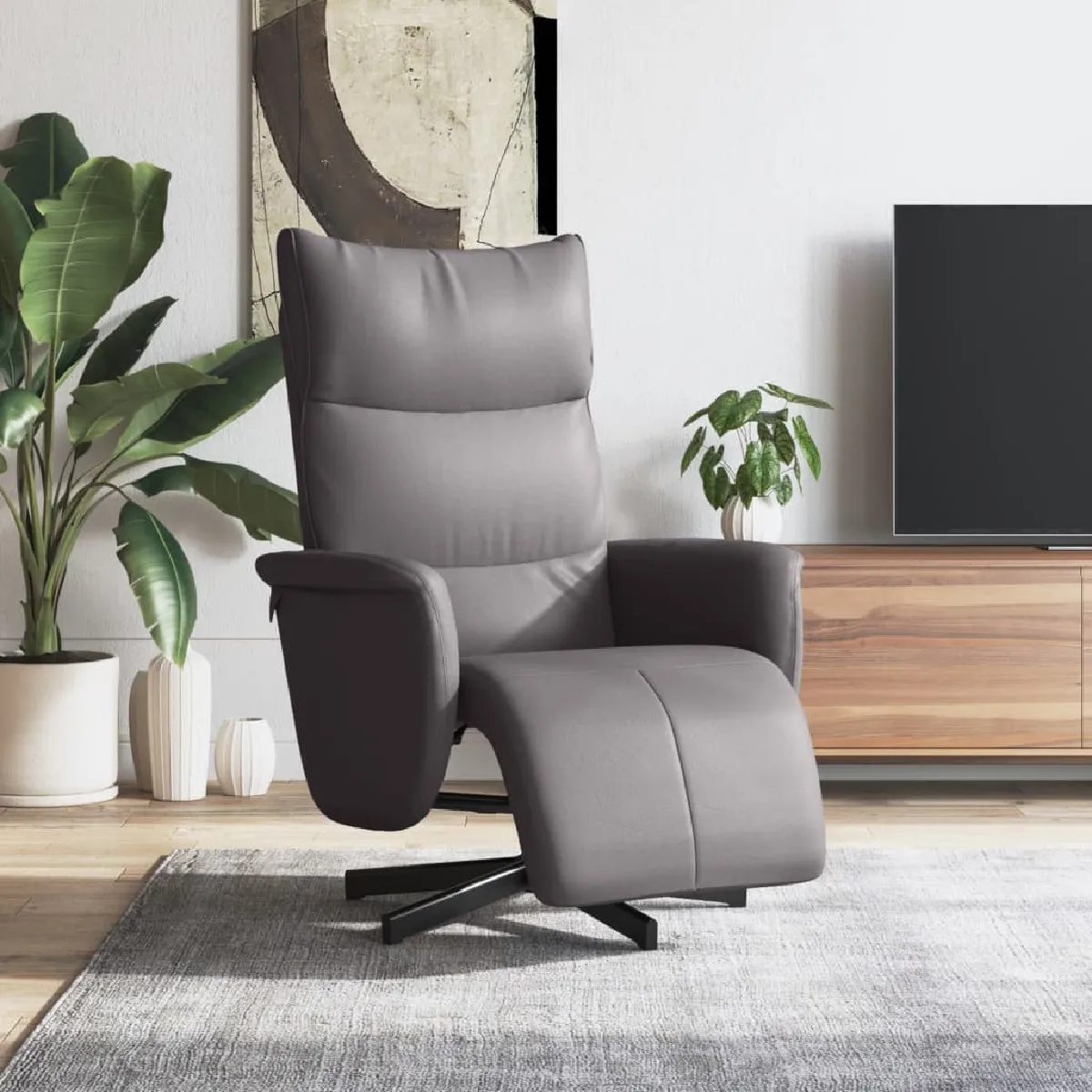 vidaXL - Fauteuil de relaxation - Réglable - Avec repose-pieds - Gris - Image 2