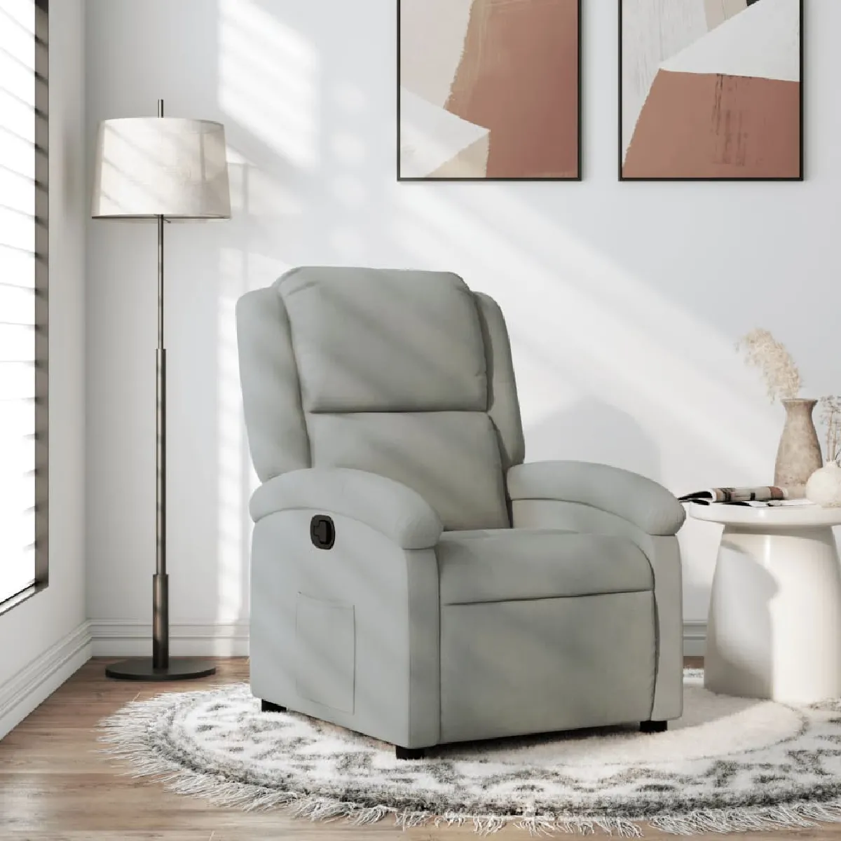 Non Communiqué Gris Fauteuil Inclinable Clair Velours - Image 3