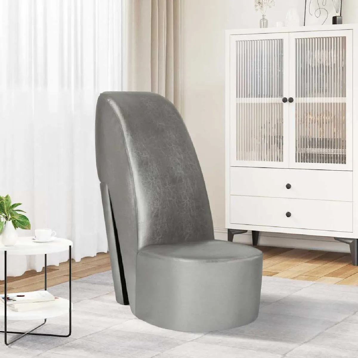 VIDAXL Chaise - Talon haut Argenté Similicuir