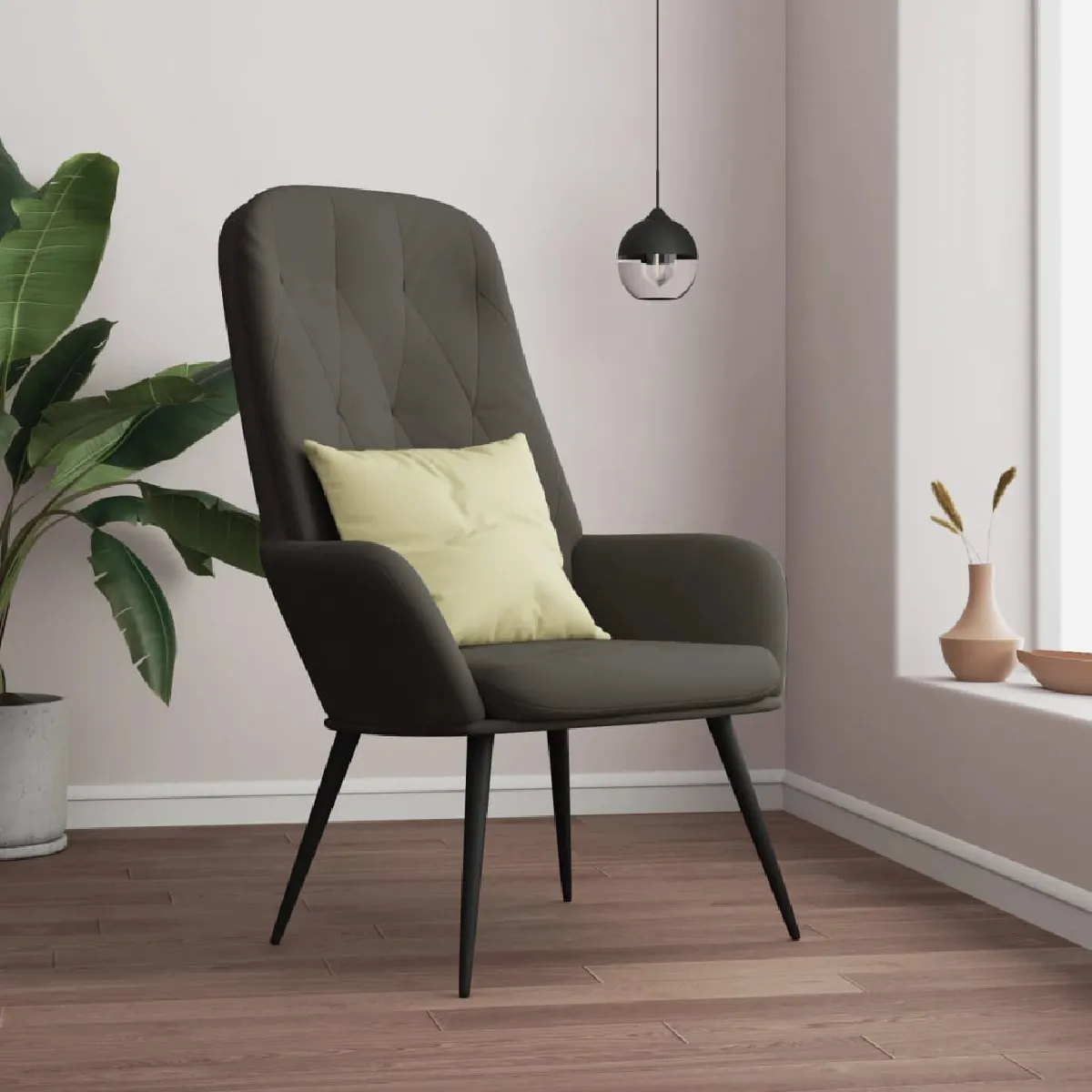 VIDAXL - Fauteuil relax - Velours - Gris - Image 3