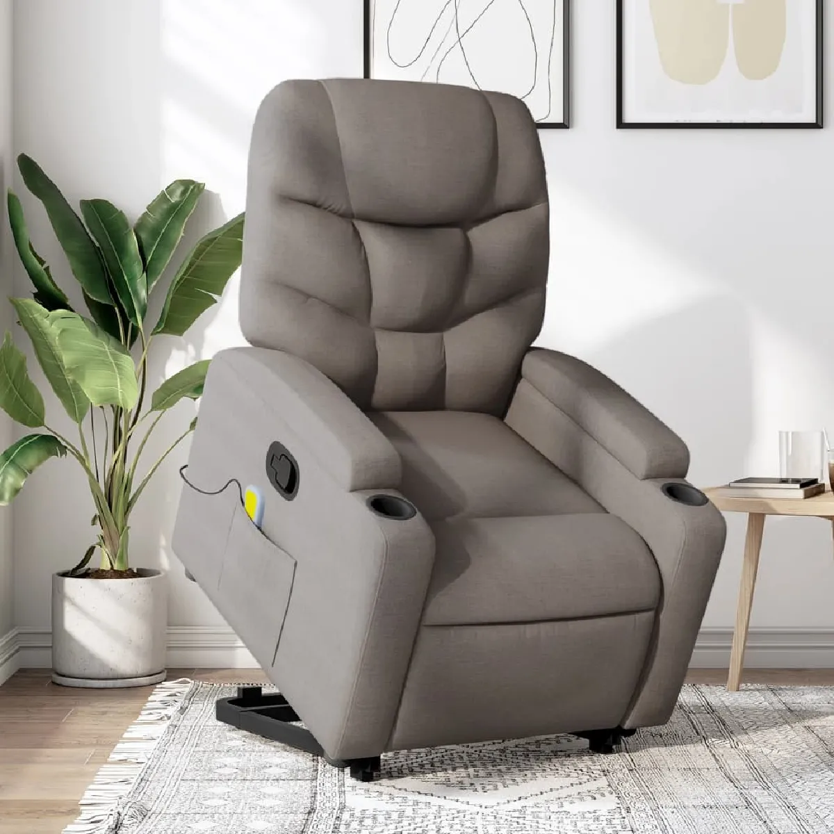 vidaXL - Fauteuil de massage - Tissu - Taupe - Image 3