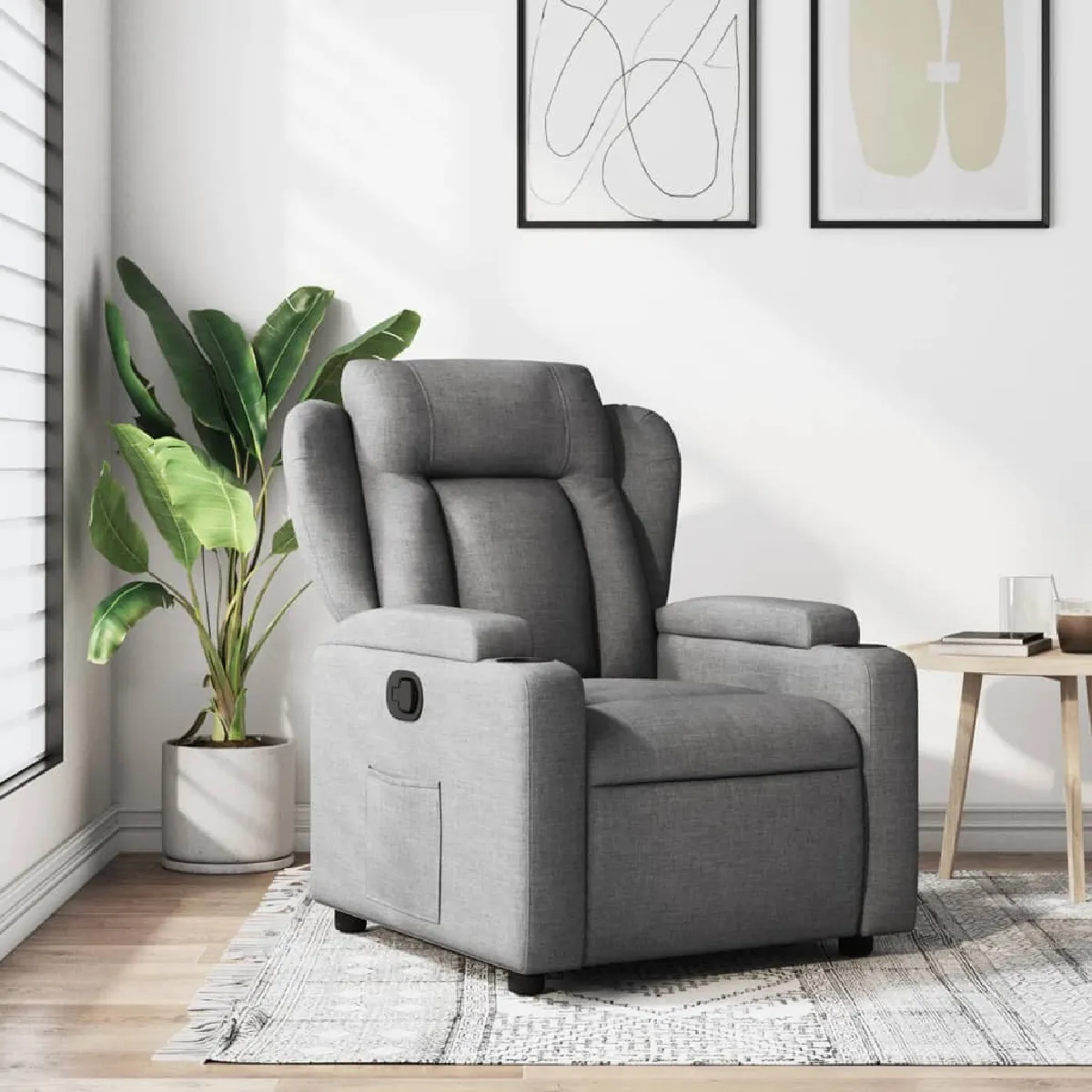Vidaxl Gris Fauteuil Réglable Tissu Foncé - Image 3