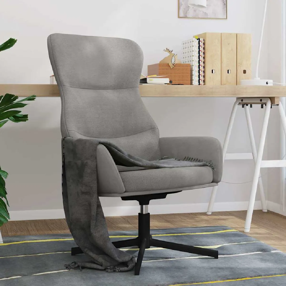 VIDAXL - Fauteuil de relaxation - Velours - Gris Clair - Image 2